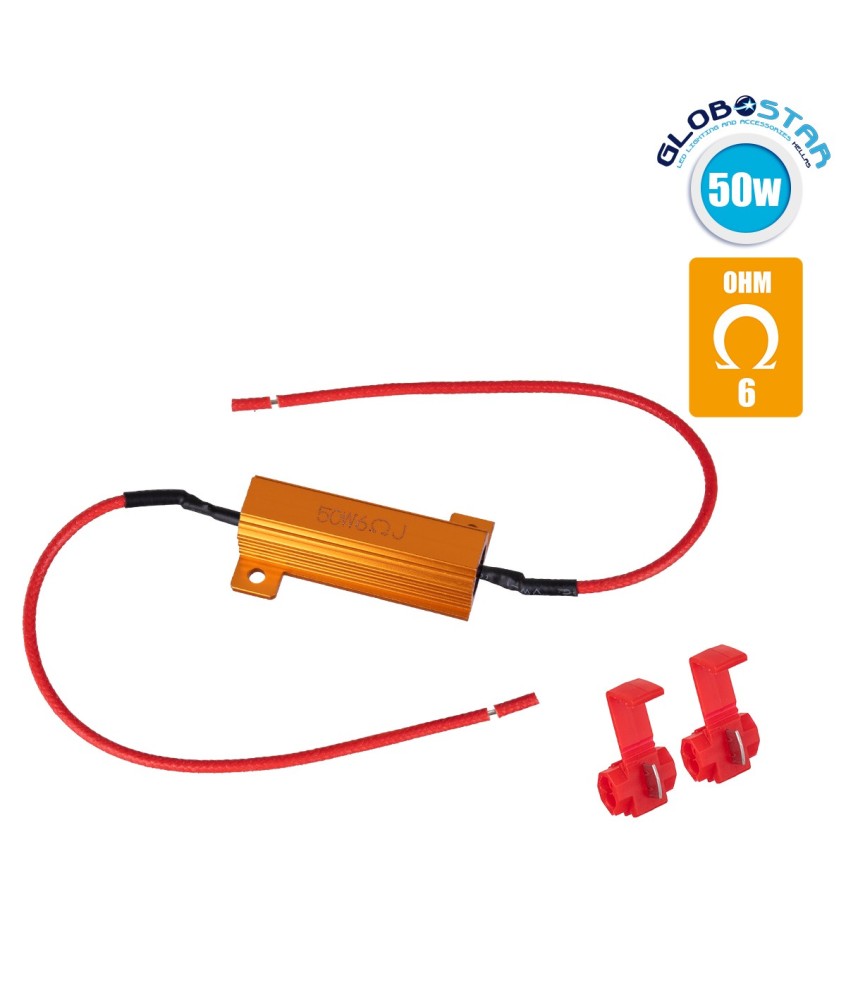 GloboStar® 81643 Βατική Αντίσταση Ακύρωσης Ένδειξης Βλάβης Can-Bus 50W 6 Ohm